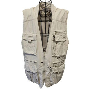 Bimini Bay Outfitters Vest Large Vented Safari Cargo Hiking Fishing Vintage